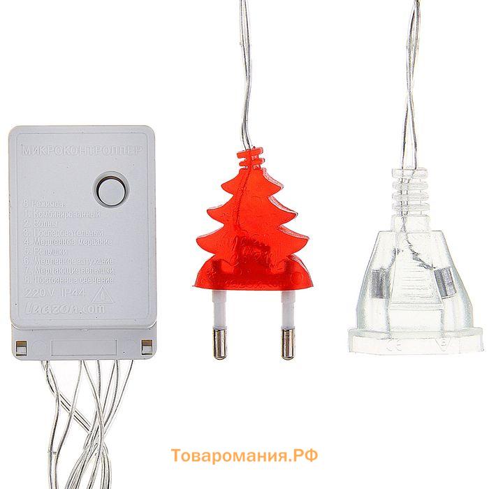 Гирлянда «Занавес» 2 × 1.5 м, IP20, прозрачная нить, 360 LED, свечение красное, 8 режимов, 220 В