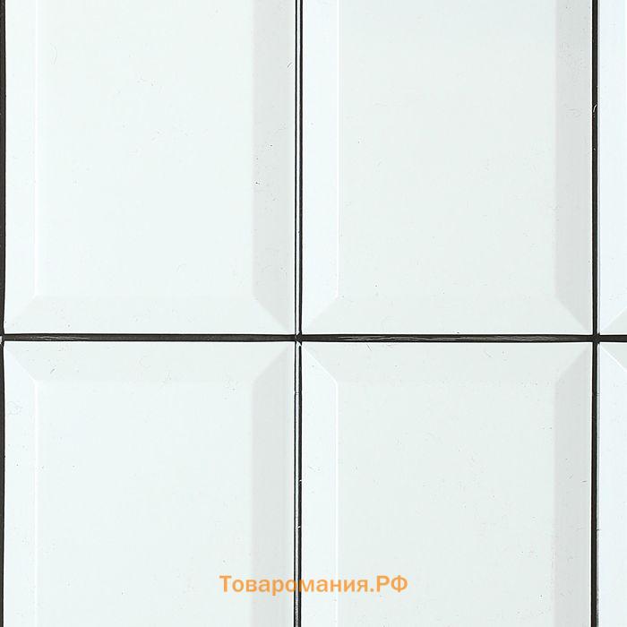 Стеновая панель ПВХ «Плитка Белая», 957×482 мм, чёрный шов