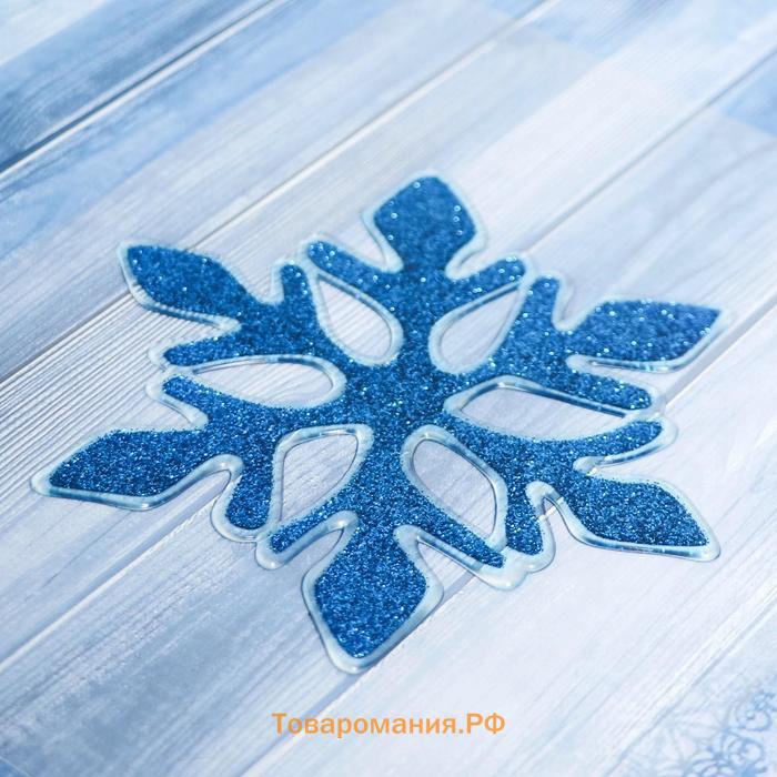 Наклейка на стекло "Синяя снежинка" блеск 10х12 см, синий