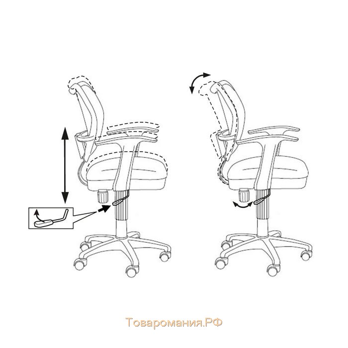 Кресло Бюрократ, с подлокотникам, розовый, спинка сетка, белый пластик, CH-W797/PK/TW-13A