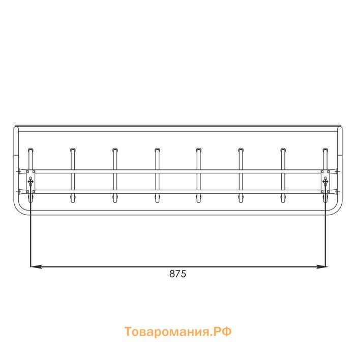 Вешалка настенная с полкой, 8 крючков, 97,5×22×26,5 см, цвет медный антик