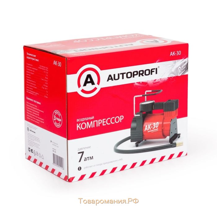 Компрессор автомобильный AUTOPROFI AK-30, металлический, 12V, 120W, производительность 30 л/мин, сумка