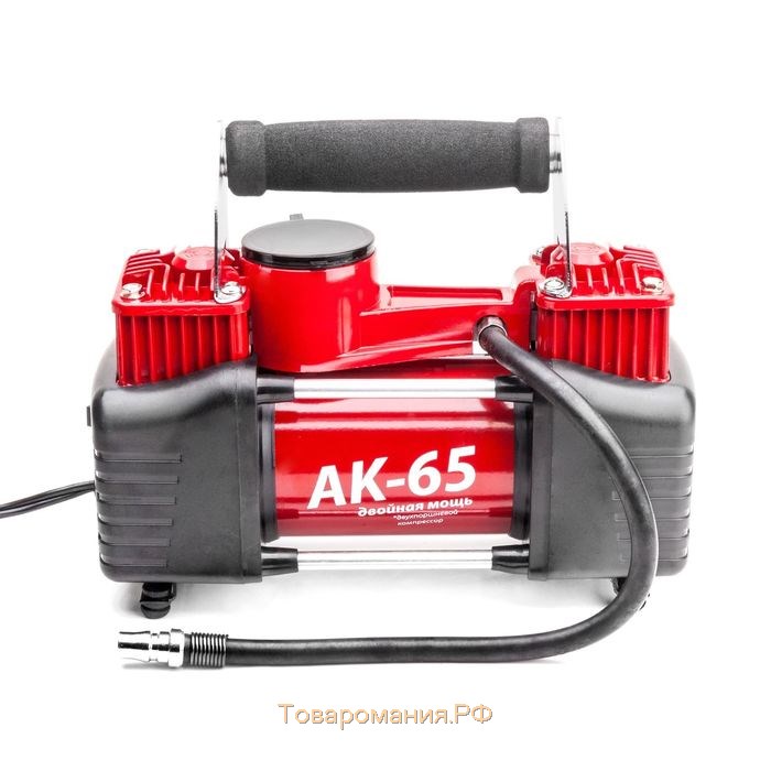 Компрессор автомобильный AUTOPROFI AK-65, двухпоршневой, металлический, 12V, 300W, производительность 65 л/мин, сумка