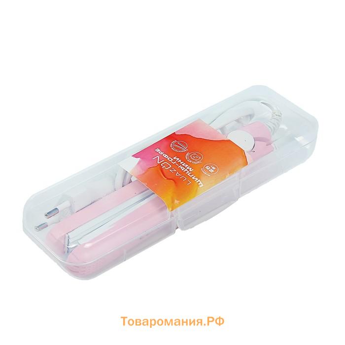 Щипцы-гофре LW-26, мини, 25 Вт, керамическое покрытие, 65×15 мм, до 160 °C, розовые