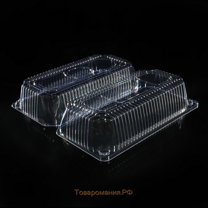 Контейнер пластиковый одноразовый с неразъёмной крышкой ПР-К-025 "А", 400 мл, прямоугольный, 21,7×11,5×8,3 см, внутренний 19,3×8,7×7,9 см, 280 шт/уп
