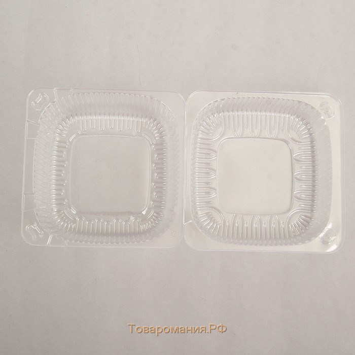 Контейнер пластиковый одноразовый с неразъёмной крышкой ПР-К-9 (М), 350 мл, прозрачный 13×13×7,8 см, 550 шт/уп