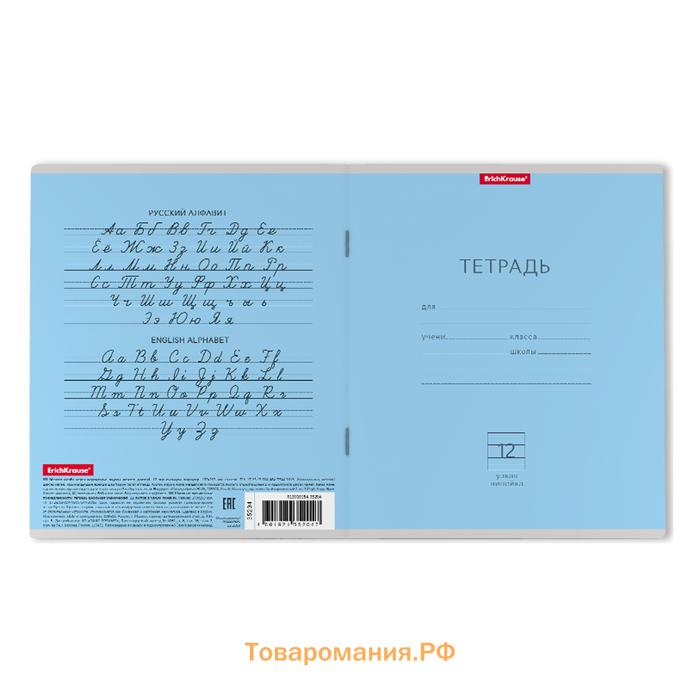 Тетрадь 12 листов в узкую линейку, ErichKrause «Классика», обложка мелованный картон, МИКС