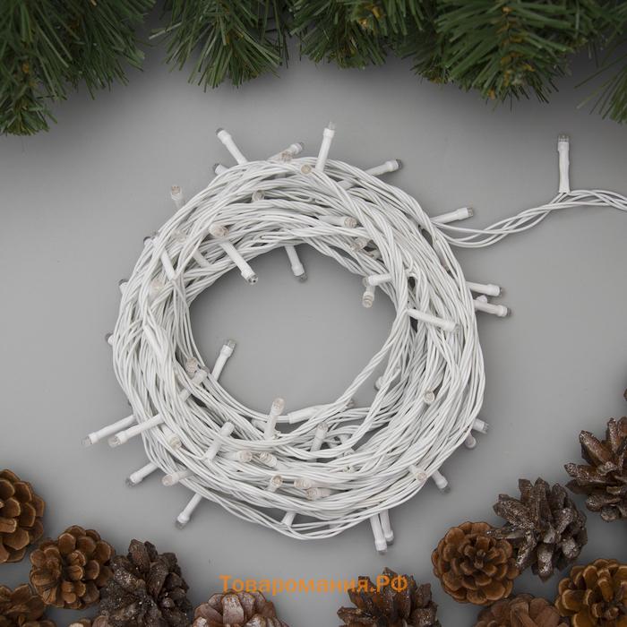 Гирлянда «Нить» 10 м, IP20, белая нить, 100 LED, 8 режимов, 220 В, свечение мульти