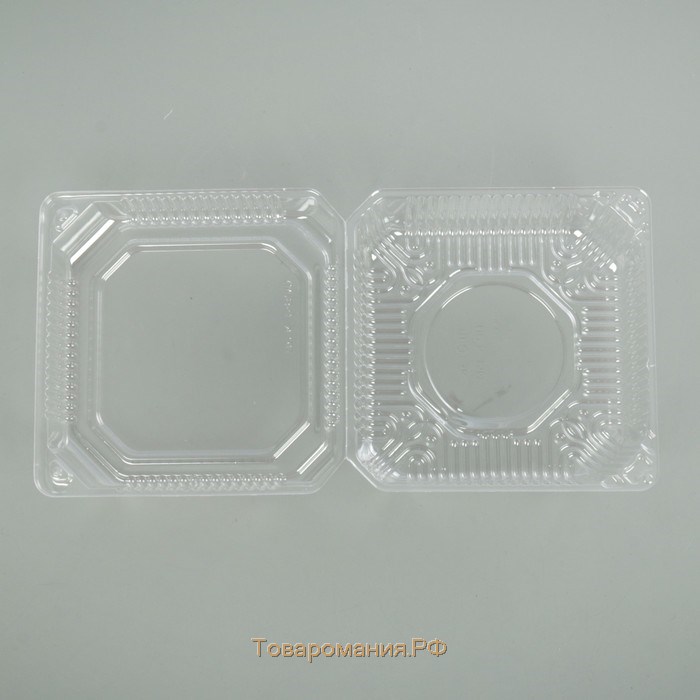 Контейнер пластиковый одноразовый с неразъёмной крышкой ПР-К-15 В, квадратный, 250 мл, 15,2×15,2×8,1 см