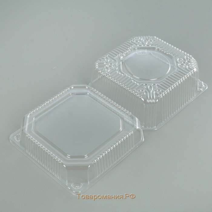 Контейнер пластиковый одноразовый с неразъёмной крышкой ПР-К-15 В, квадратный, 250 мл, 15,2×15,2×8,1 см