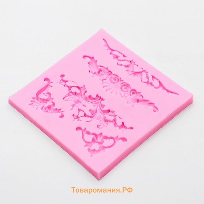 Молд для заливки  «Вензеля, лепнина», силикон, 10.5×10.5×0.7 см, розовый