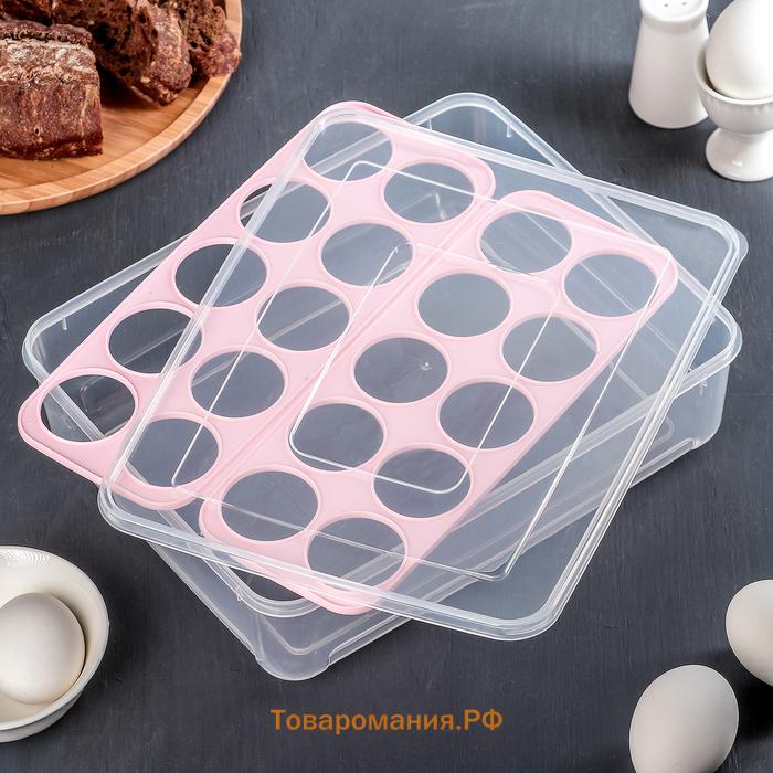 Контейнер для хранения яиц , 20 ячеек, 27.5×22×7 см, МИКС