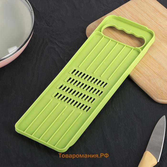 Тёрка для корейской моркови  «Помощник», четырёхрядная, 29×10×1 см, зелёная