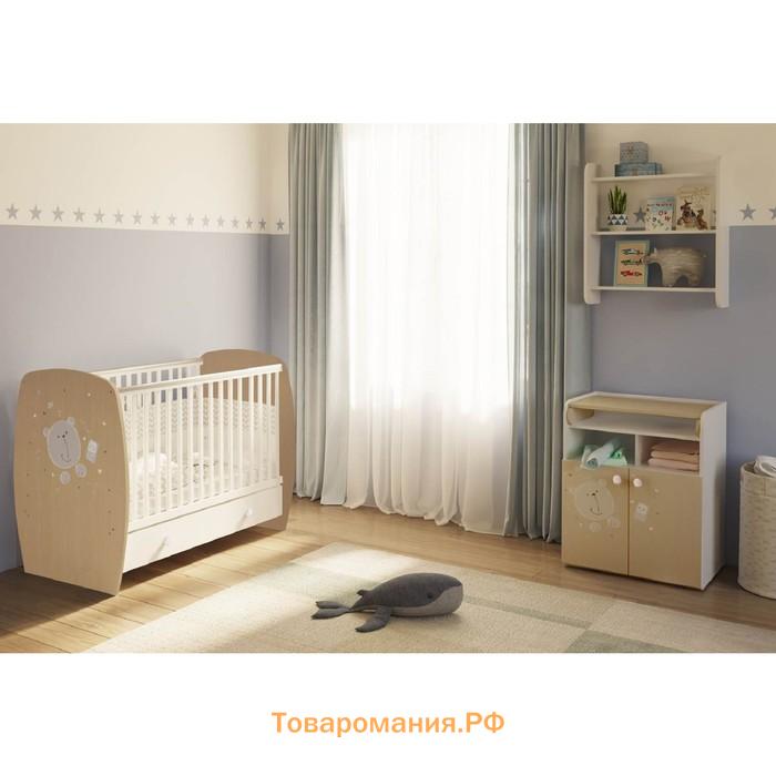 Комод пеленальный Polini kids French 1270, Teddy, цвет белый-дуб пастельный