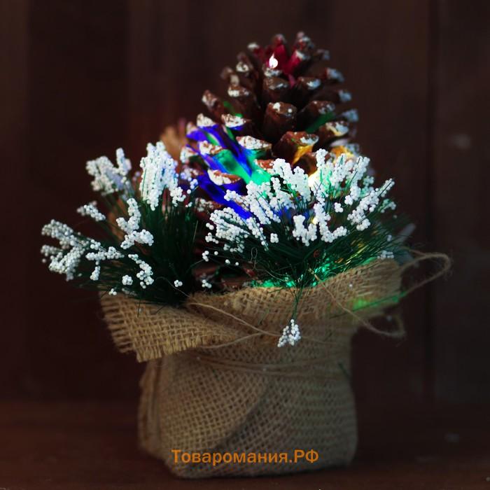 Новогодняя композиция «Шишка», с подсветкой, 8,5х8,5х14 см