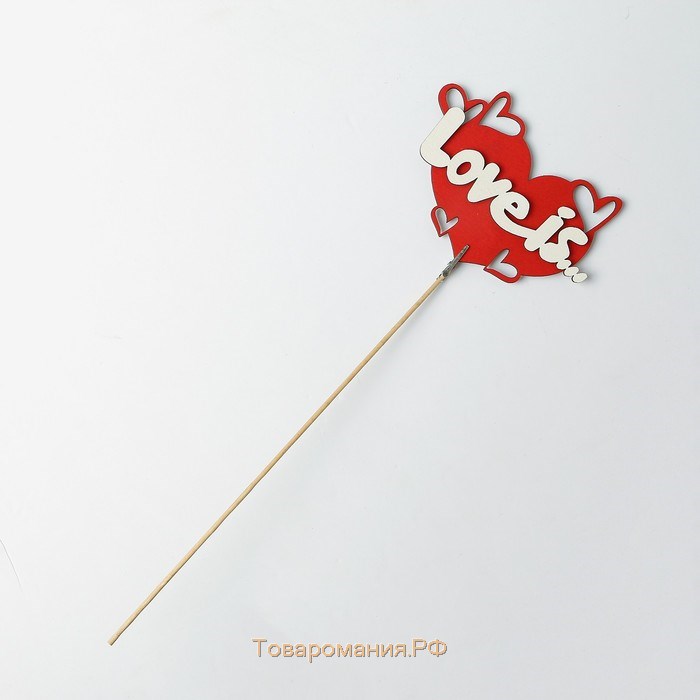 Топпер "Love is", в упаковке, красный, 15×7 см