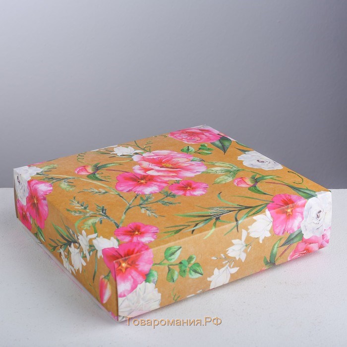 Коробка подарочная, упаковка, «Цветущего счастья», 20 х 18 х 5 см