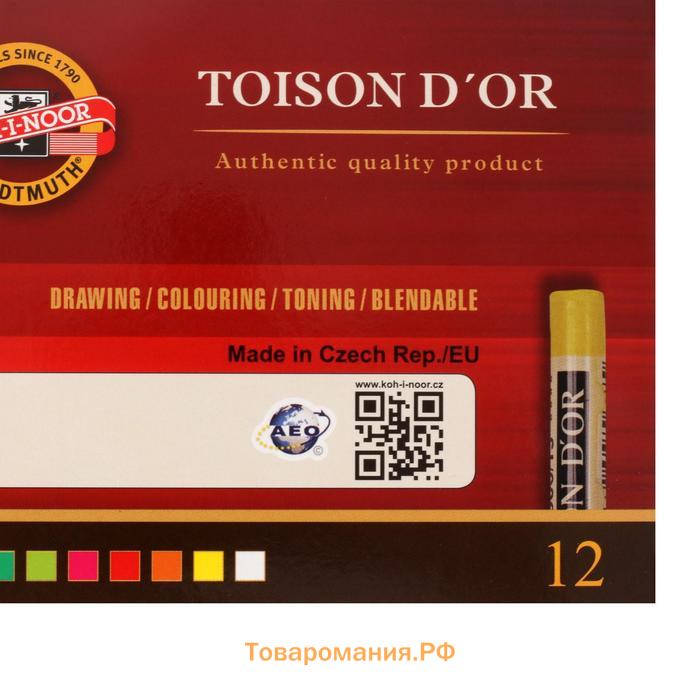 Пастель сухая 12 цветов, Soft Koh-I-Noor 8512 TOISON D`OR, картонная упаковка