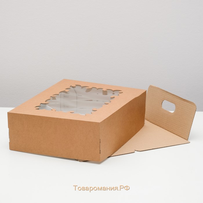 Кондитерская упаковка с окном, крафт, 39 х 29 х 12 см