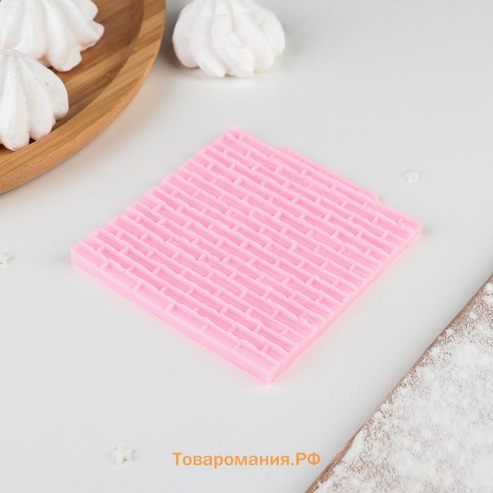 Молд  «Кирпичная стена», силикон, 10×10 см, розовый