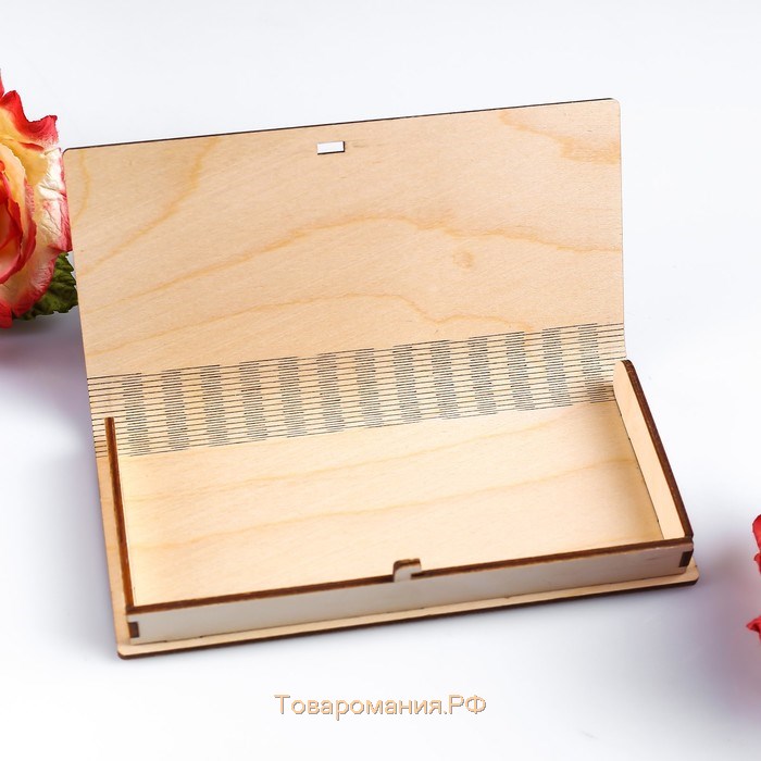 Конверт деревянный с печатью "С Днём Рождения!" цветочный