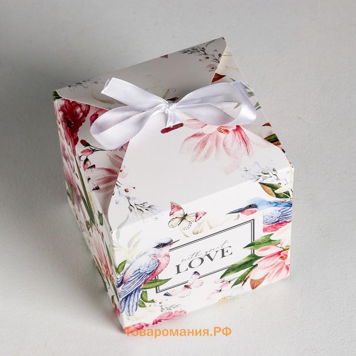 Коробка подарочная складная, упаковка, «Цветочная», 12 х 12 х 12 см