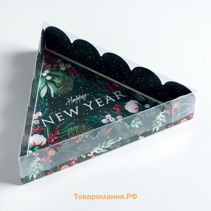 Коробка для кондитерских изделий с PVC крышкой «Happy New Year», 18 х 4 см, Новый год