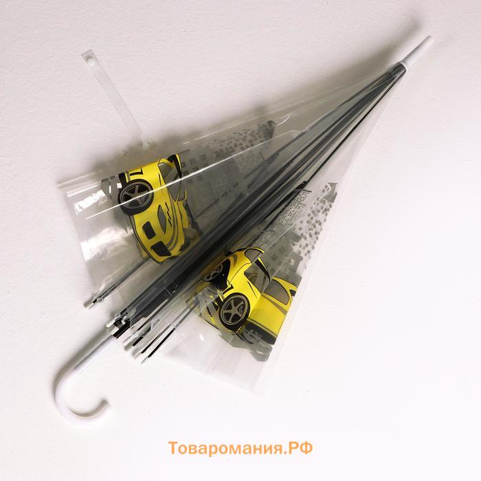 Зонт детский «Жёлтая машина»‎ полуавтомат прозрачный, d=90см