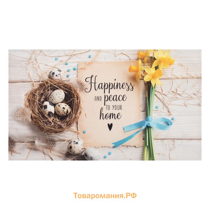 Полотенце  «Счастья и мира Вашему дому» 40×73 см, 100% хлопок, саржа 190 г/м²