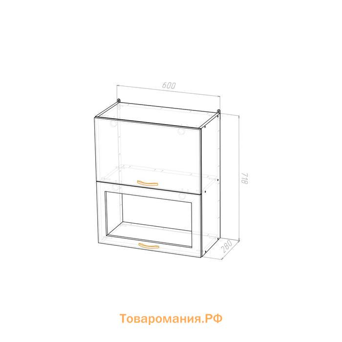 Шкаф навесной Кира 600х300х720 с 2 дверцами со стеклом венге/Квадро шимо темный