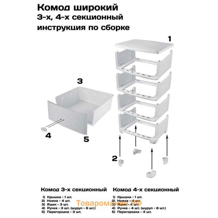 Комод 4-х секционный на колесиках «Сказочное королевство», цвет и рисунок МИКС