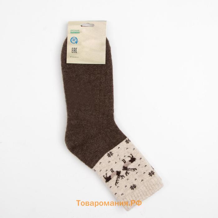 Носки мужские из монгольской шерсти, цвет шоколад/олени, размер 29 (43-45)