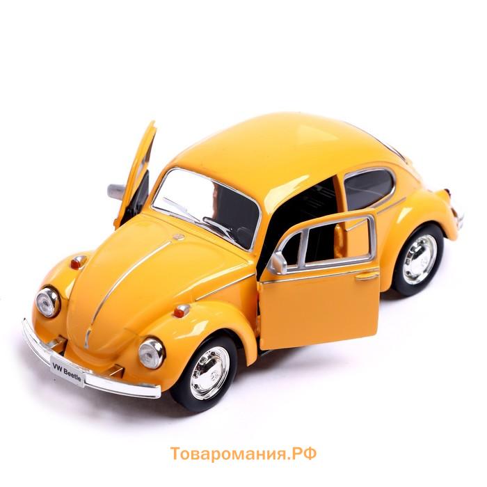 Машина металлическая VOLKSWAGEN BEETLE 1967, 1:32, открываются двери, инерция, цвет жёлтый