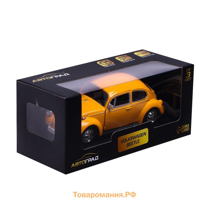 Машина металлическая VOLKSWAGEN BEETLE 1967, 1:32, открываются двери, инерция, цвет жёлтый