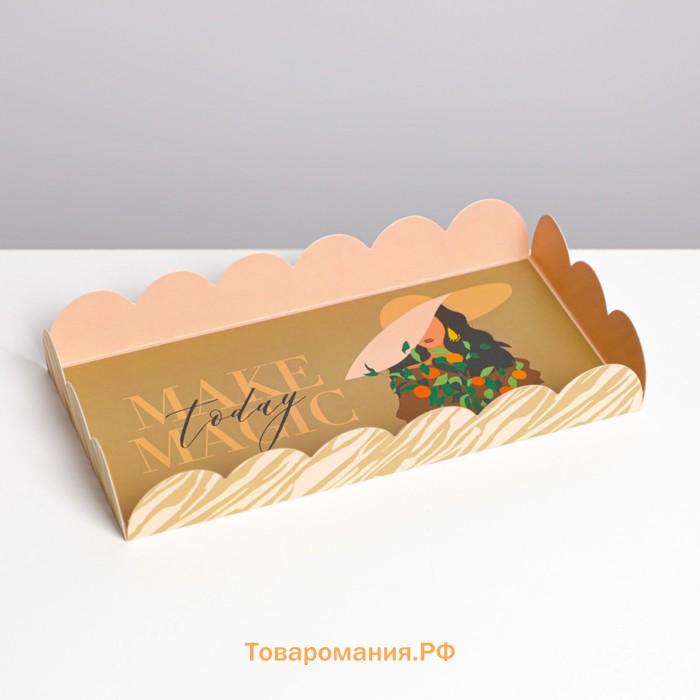 Коробка кондитерская с PVC-крышкой, упаковка, «Make today magic», 10,5 х 21 х 3 см