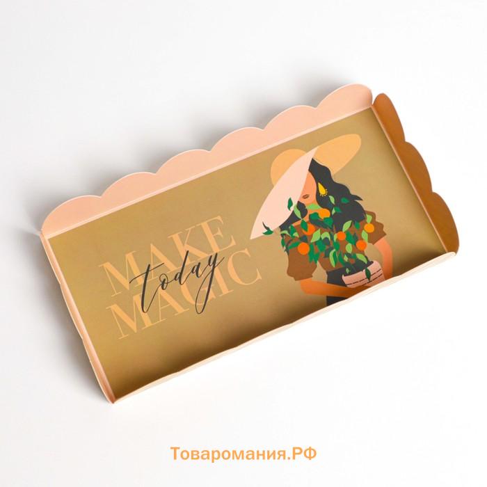 Коробка кондитерская с PVC-крышкой, упаковка, «Make today magic», 10,5 х 21 х 3 см