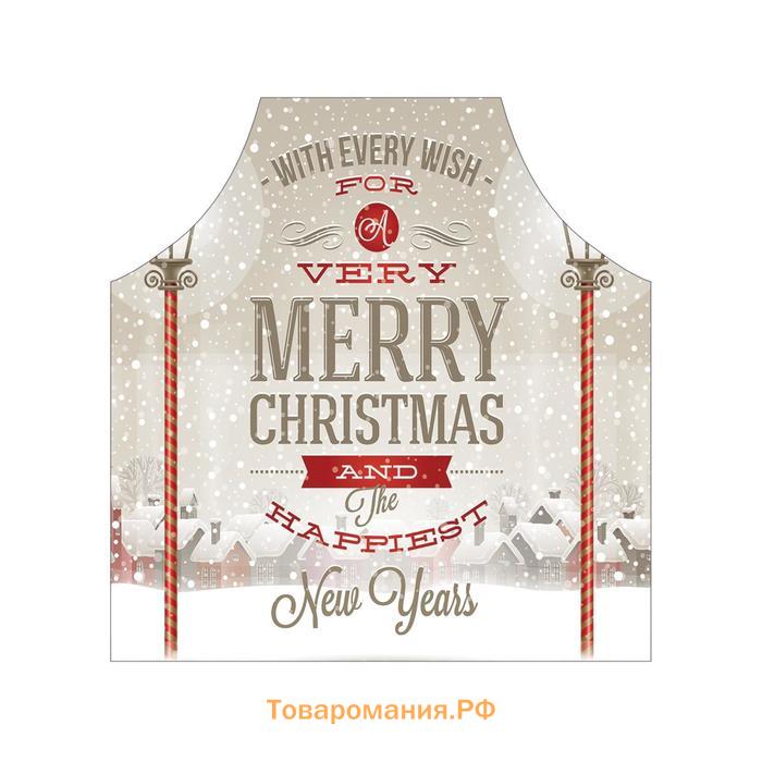 Фартук кухонный с фотопринтом «Счастливого Рождества и Нового Года», регулируемый, размер OS