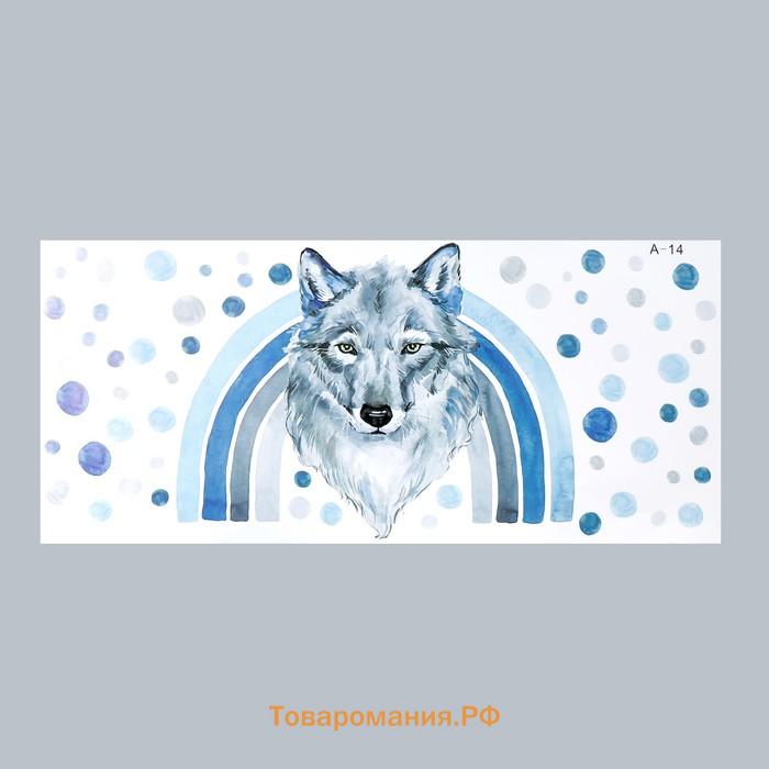 Наклейка пластик интерьерная цветная "Волк и радуга" 40х90 см