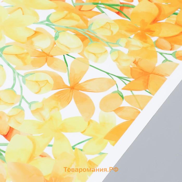 Наклейка пластик интерьерная цветная "Жёлтые цветущие ветви" набор 2 листа 30х90 см
