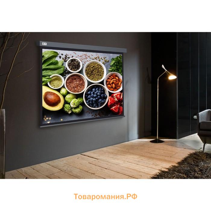 Экран Cactus 150x150см CS-PSW-150X150-SG, 1:1, настенно-потолочный, рулонный, серый