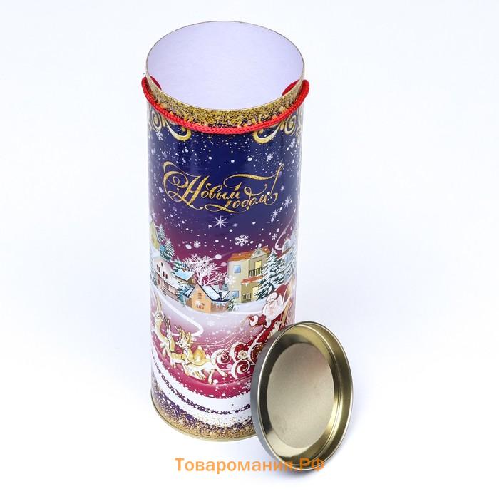 Подарочная коробка, тубус под бутылку «Новый Год» 120×345 мм (325 мм внутр. высота).