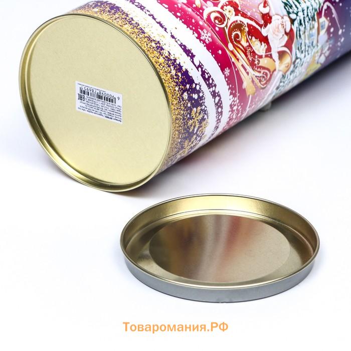 Подарочная коробка, тубус под бутылку «Новый Год» 120×345 мм (325 мм внутр. высота).