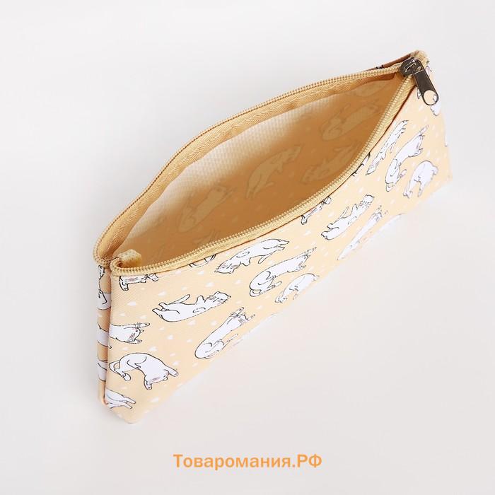 Косметичка-пенал на молнии, маленькая, с рисунком, жёлтая