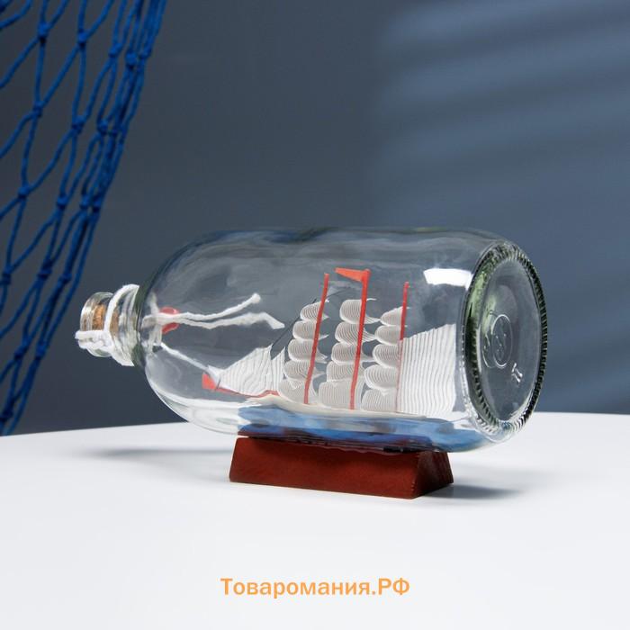 Корабль в бутылке «Роза ветров», фигурка, 18×10×8 см, белый
