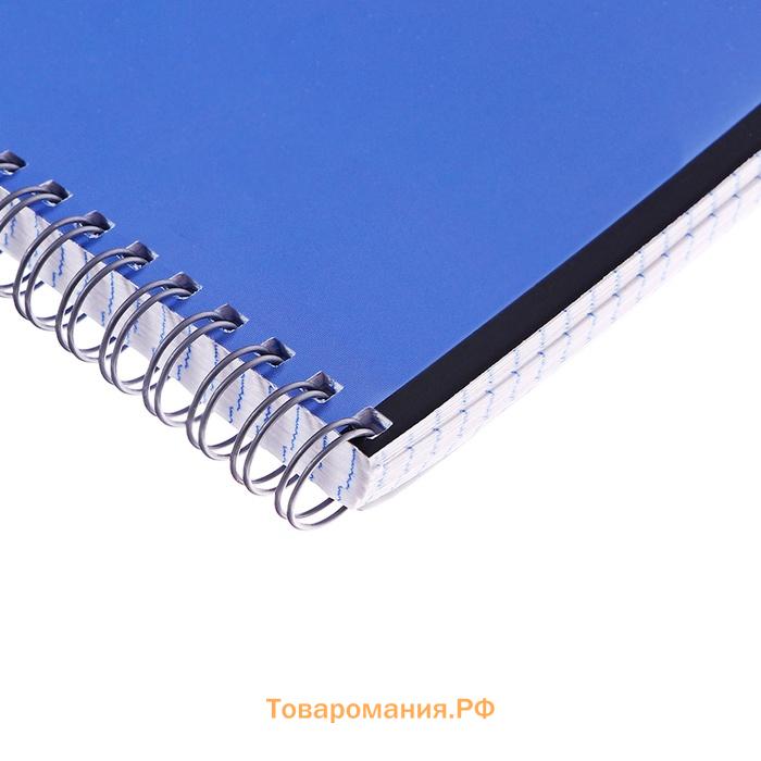 Тетрадь A4, 80 листов в клетку на гребне MonoTone, обложка мелованный картон, блок офсет, синяя
