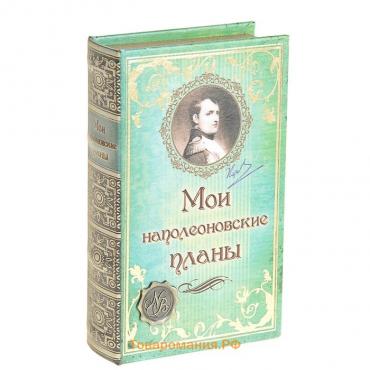 Сейф дерево книга кожа "Мои наполеоновские планы с элементами" 21х13х5 см