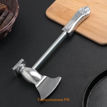 Молоток для мяса с топориком , 28 см, серебристый