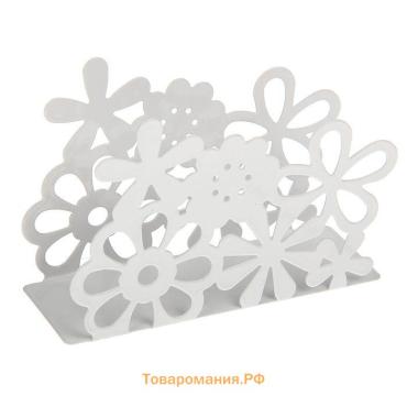 Салфетница «Цветы», 13×4.5×9 см, белая