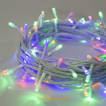 Гирлянда «Нить» 10 м, IP20, белая нить, 100 LED, 8 режимов, 220 В, свечение мульти