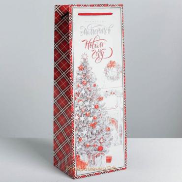 Пакет под бутылку крафтовый «Волшебных моментов», 13 х 36 х 10 см, Новый год